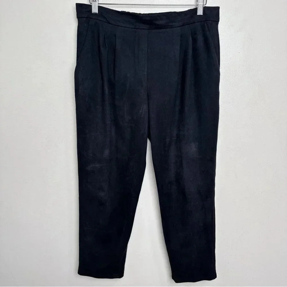 Aritzia Babaton Womens 10 Faux Suede Cohen Darted Pant In Black - Picture 2 of 14